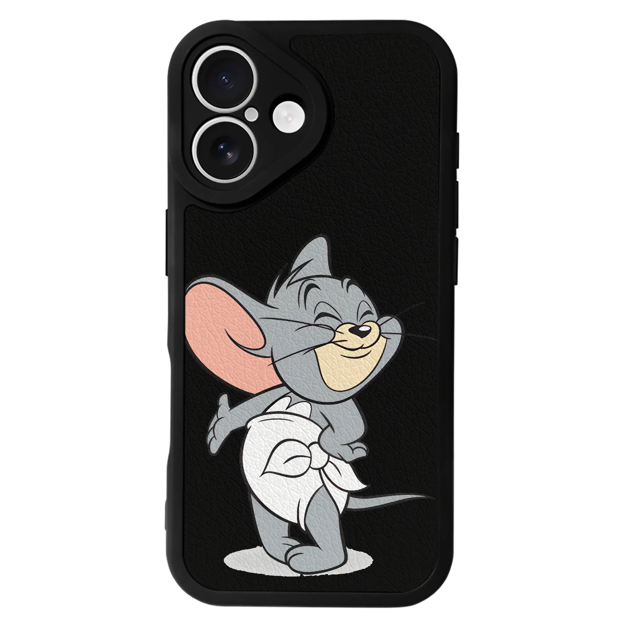 トムとジェリー グッズ タフィー - IPhone 16シリーズ対応 ・ シリコンスマホケース ・ レザー調 ・ 高精度フィット ・ 耐衝撃 ・ ワイヤレス充電対応 ・ 精密カット